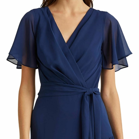 Lauren Ralph Lauren Crinkled Georgette Gown - Picture 6 of 15